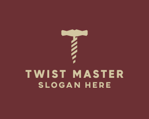 Brown Wine Corkscrew  logo design