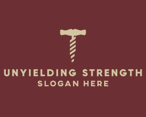 Brown Wine Corkscrew  logo design