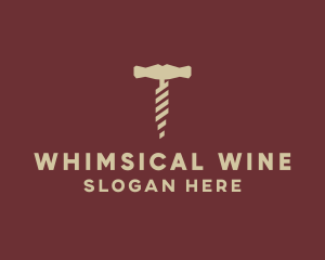 Brown Wine Corkscrew  logo design