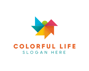 Colorful Pinwheel Sun logo design