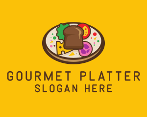 Healthy Food Platter Plate logo design