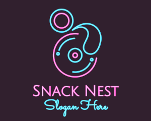 Neon Turntable Disc logo design