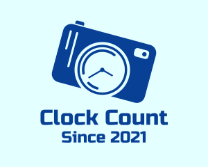 Blue Camera Clock logo design