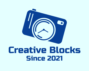 Blue Camera Clock logo design