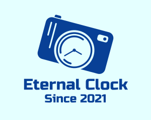 Blue Camera Clock logo design