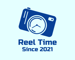 Blue Camera Clock logo design