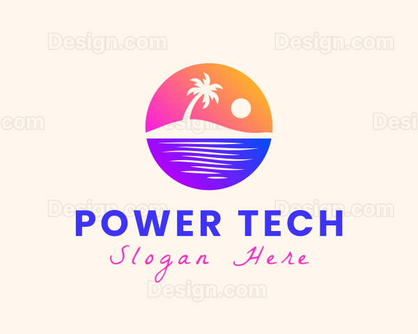 Island Beach Sunset Logo