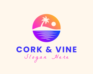 Island Beach Sunset logo design