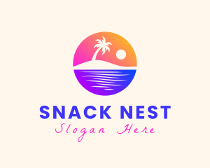 Island Beach Sunset logo design