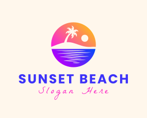 Island Beach Sunset logo design