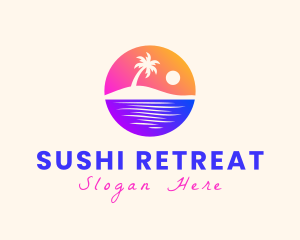 Island Beach Sunset logo design