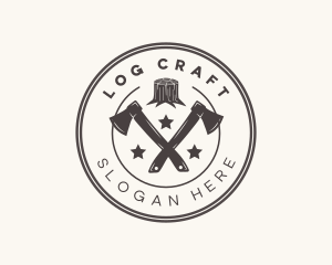 Axe Log Cutter logo design