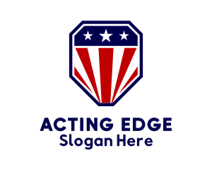 Straight Edged Patriot Shield logo design