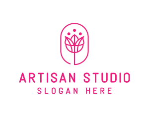 Pink Flower Salon logo design