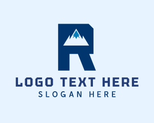 Climb - Mountain Peak Letter R logo design