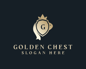 Crown Shield Ribbon Lettermark logo design