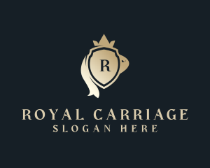 Crown Shield Ribbon Lettermark logo design