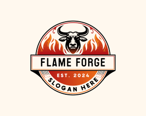 Bull Flame Horn logo design