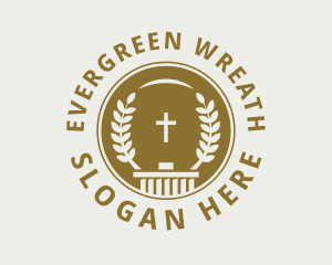 Gold Cross Wreath Parish logo design