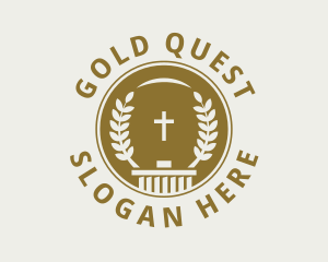 Gold Cross Wreath Parish logo design