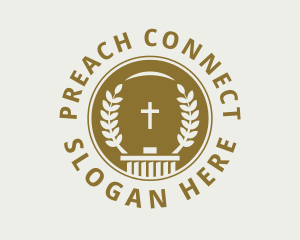 Gold Cross Wreath Parish logo design