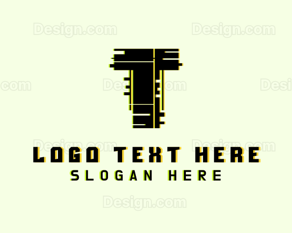 Esports Glitch Letter T Logo