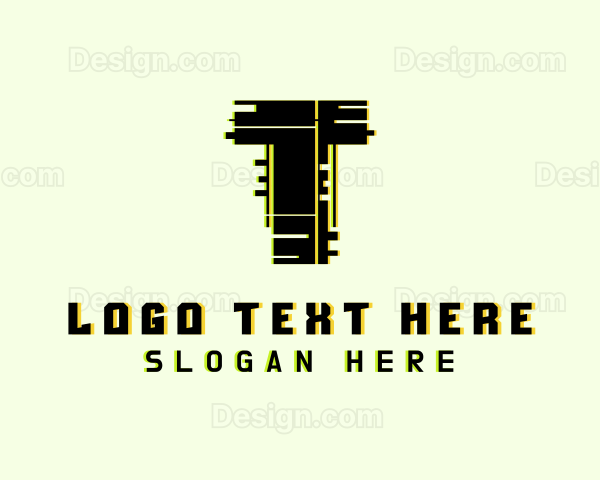 Tech Glitch Letter T Logo