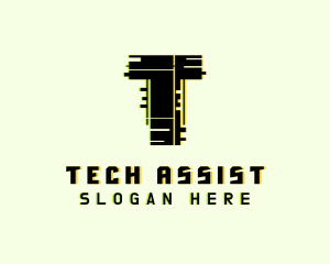 Tech Glitch Letter T logo design