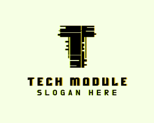 Tech Glitch Letter T logo design