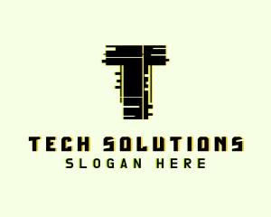 Tech Glitch Letter T logo design