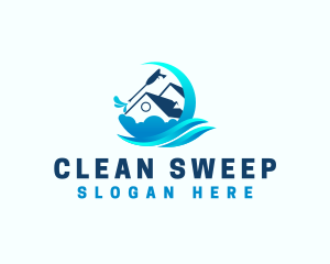 Pressure Washing Cleaning House logo design