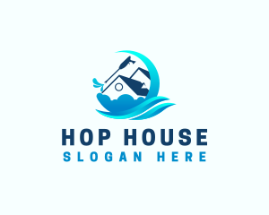 Pressure Washing Cleaning House logo design