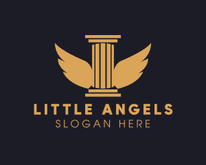 Wings Greek Pillar Column logo design