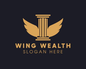 Wings Greek Pillar Column logo design