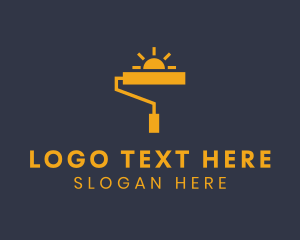 Yellow Paint Roller Sun logo design