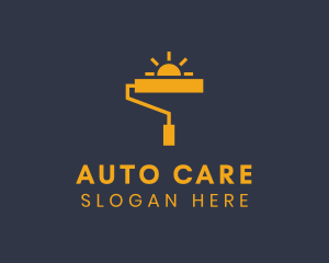 Yellow Paint Roller Sun logo design