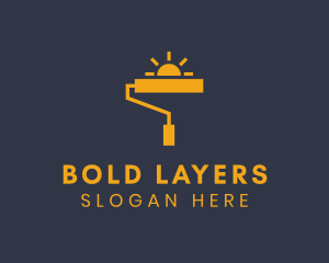 Yellow Paint Roller Sun logo design