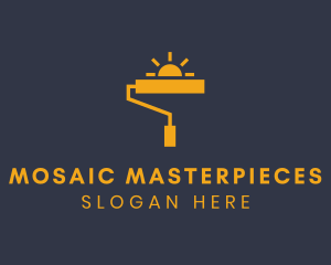 Yellow Paint Roller Sun logo design