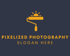 Yellow Paint Roller Sun logo design