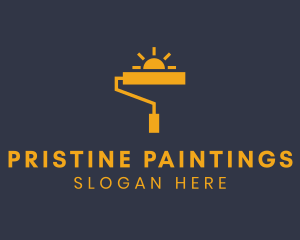 Yellow Paint Roller Sun logo design