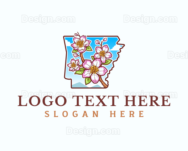 Arkansas Apple Blossom Flower Logo