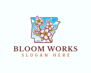 Arkansas Apple Blossom Flower logo design