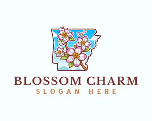 Arkansas Apple Blossom Flower logo design