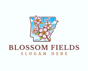 Arkansas Apple Blossom Flower logo design