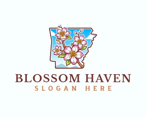 Arkansas Apple Blossom Flower logo design