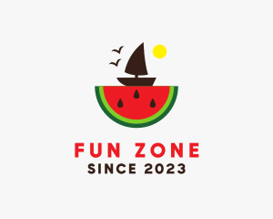 Sail Boat Watermelon  logo design