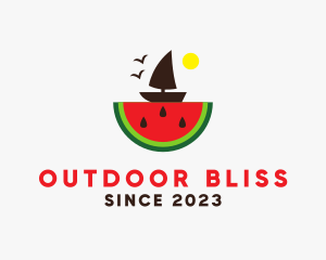 Sail Boat Watermelon  logo design