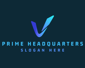 Blue Gradient Letter V Logo