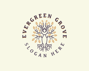 Yoga Woman Tree logo design