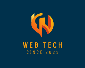 Orange Tech Letter W  logo design